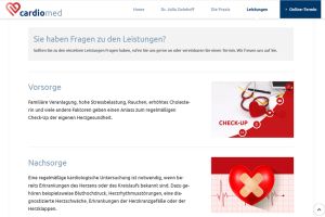 Online Funktionen der Website